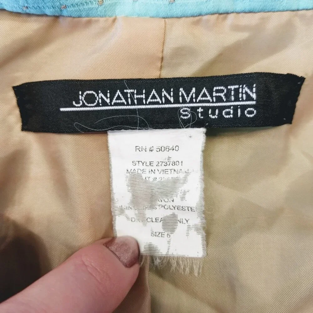 Jonathan Martin Teal Blue Dress & Blazer Set Size 6 - Picture 5 of 8